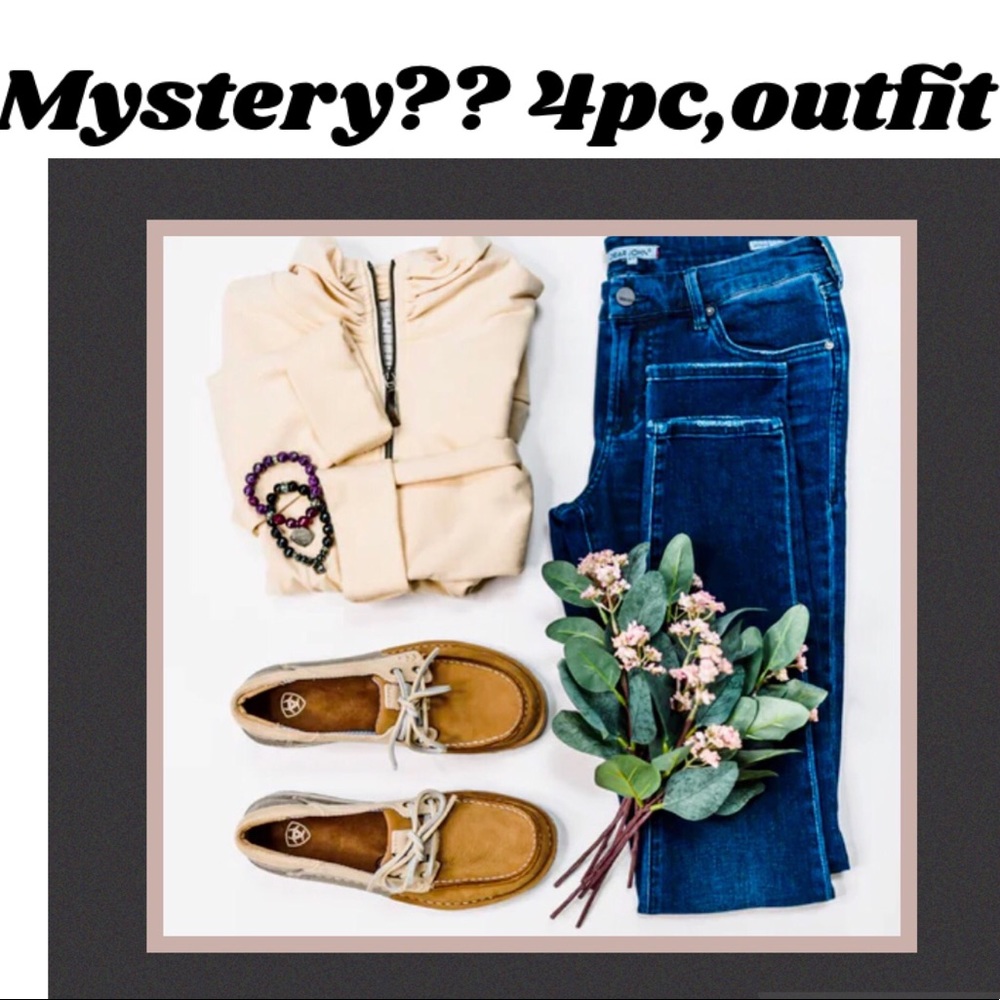Mystery outfit bundle box at least 4 PCs! Tops,pants,shoes,bags,jewelry fun